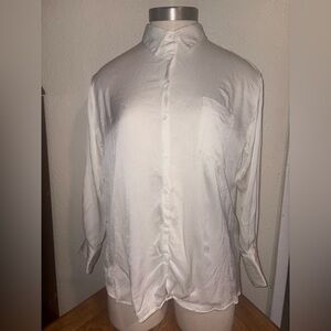 Zara White Casual Button Down Shirt